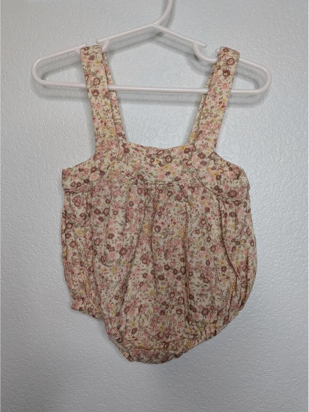 Zara floral bubble romper 9-12 months muslin cotton